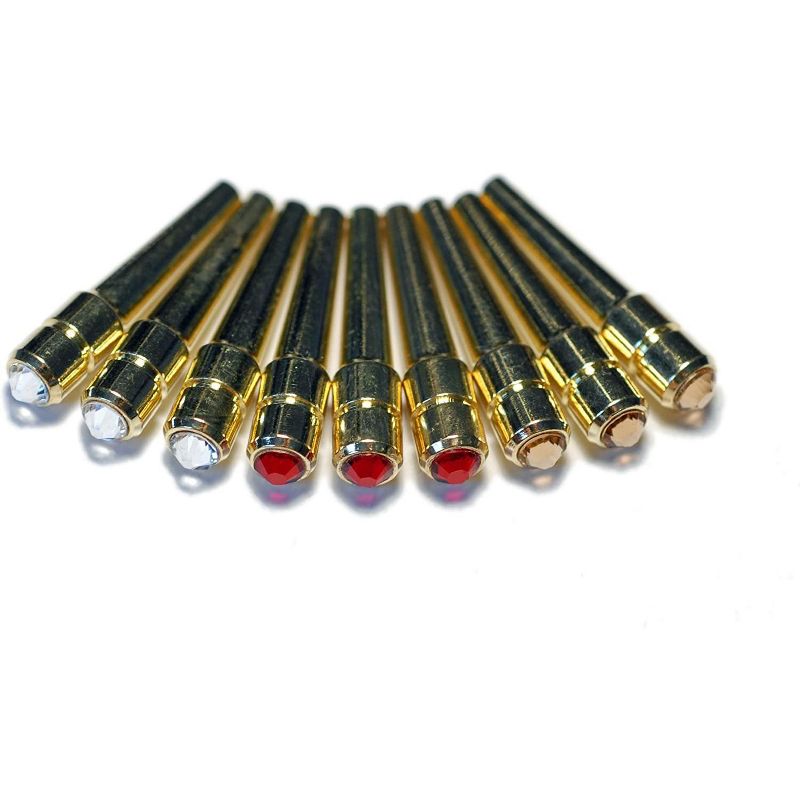 WE Games Brass Cribbage Pegs with Swarovski Austrian Crystals in Assorted Colors & Velvet Pouch - Set of 9 (3 of Each Color)