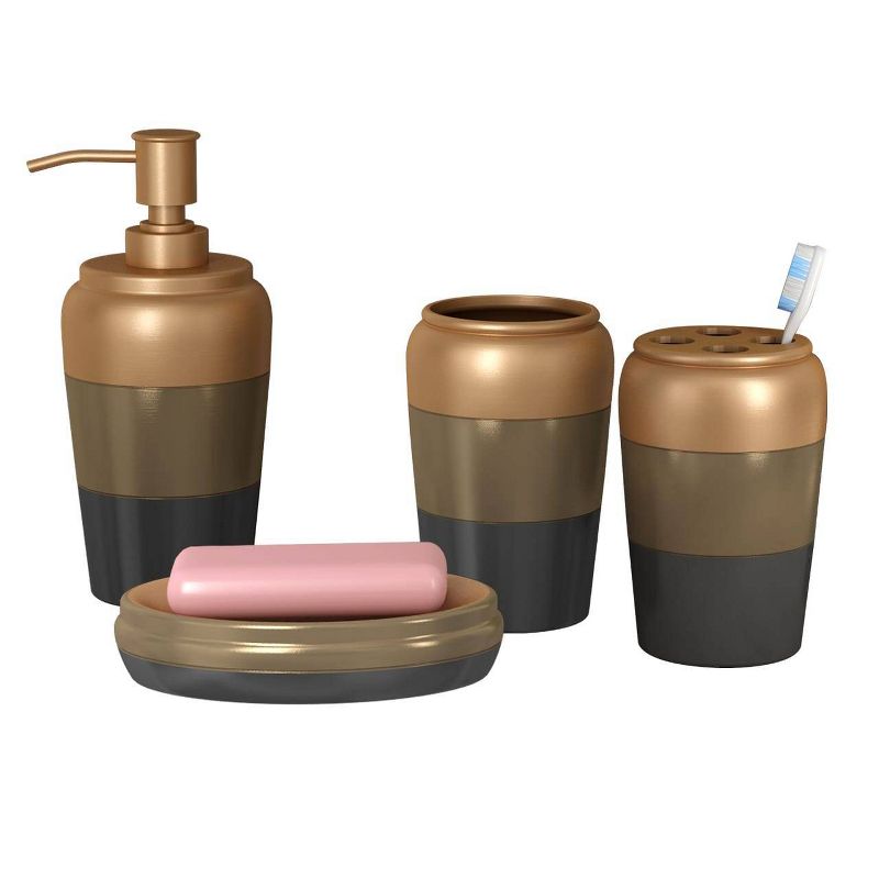 4pc Horizon Metal Bath Accessory Set for Vanity Counter Tops Copper - Nu Steel