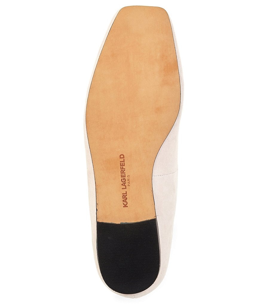 KARL LAGERFELD PARIS Zanna Suede Rhinestone Embellished Ankle Strap Flats