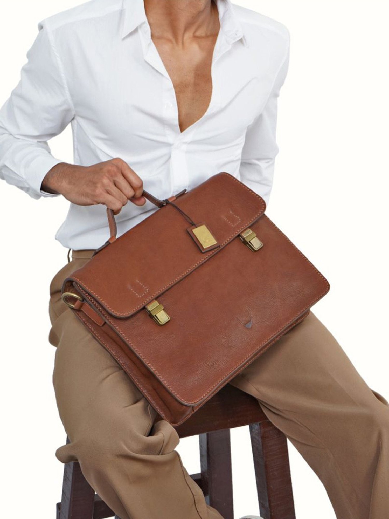 Hidesign Malmo 03 Medium Mens Briefcase - Tan