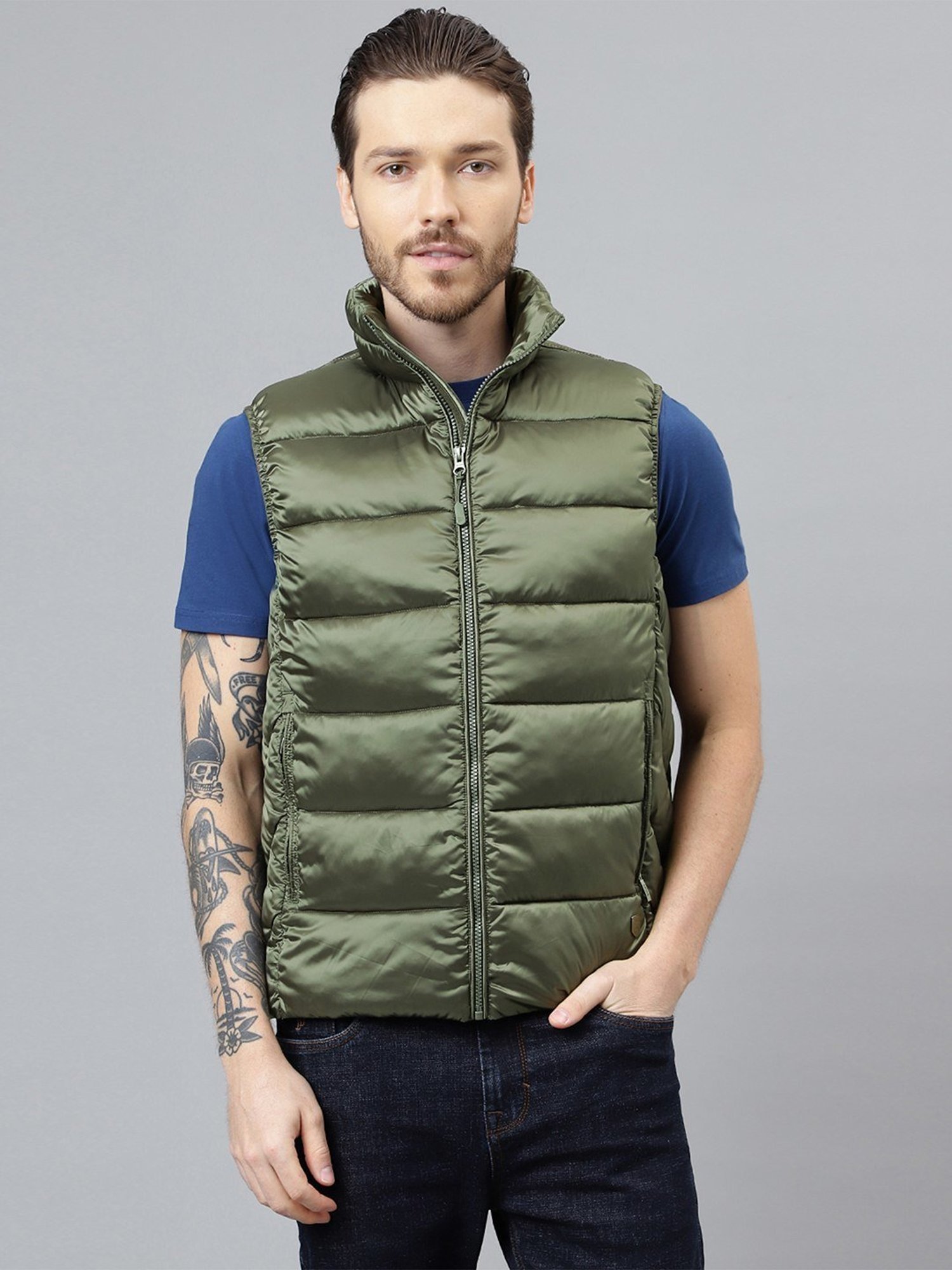 Woods Green Regular Fit Quilted Jacket