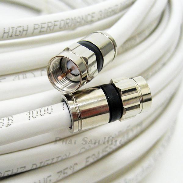 100ft WHITE Perfect Vision Solid Copper UL CM CL2 rated for in wall installation 3ghz 75 Ohm Coaxial Rg6 Directv, Dish Network, Cable Tv Video Cable w/ PPC Rg6 Fittings by PHAT SATELLITE INTL
