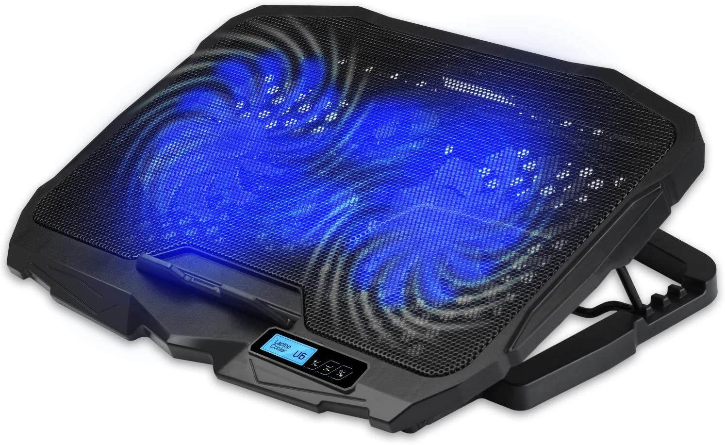 XIXIDIAN Laptop Cooling Pad, Portable Slim Laptop Cooling Stand Holder Riser with 4 Fans Compatible and 2 USB Ports