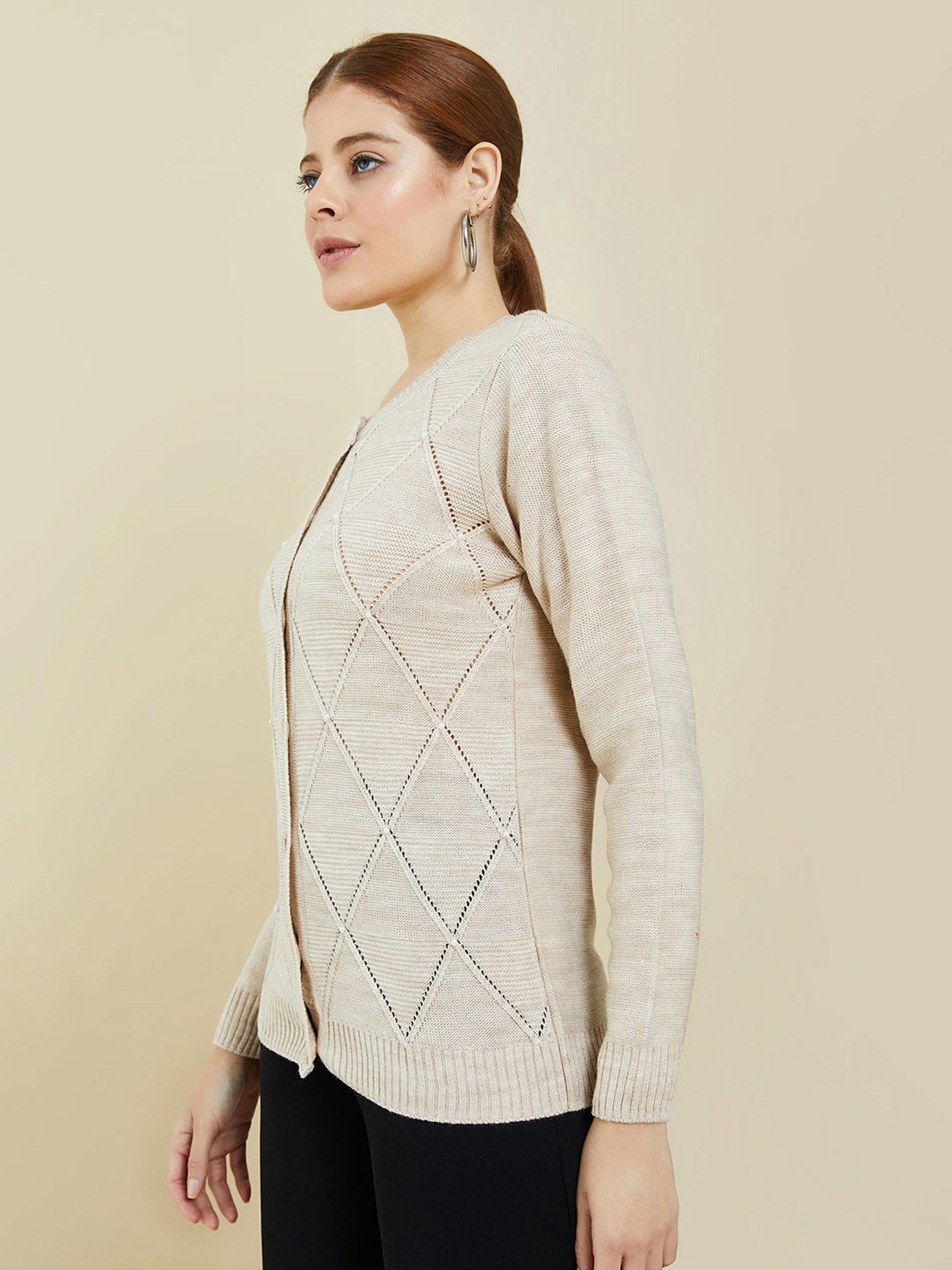 Soch Peach Argyle Pattern Cardigan