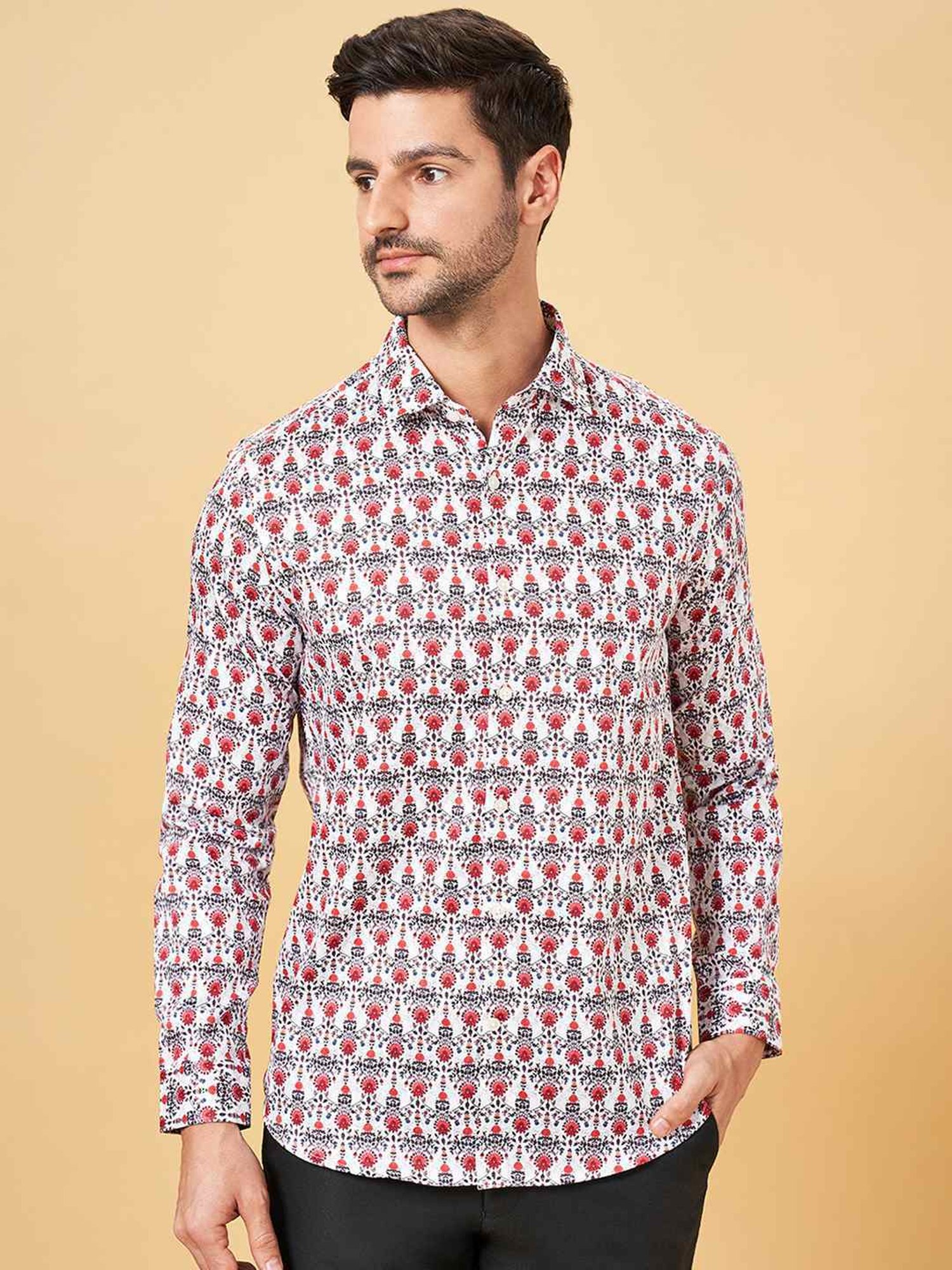 Peregrine by Pantaloons Navajo Cotton Slim Fit Printed Shirt