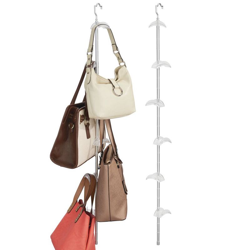 mDesign Aluminum Over Closet Rod Hanging Handbag Organizer, 2 Pack -  Silver