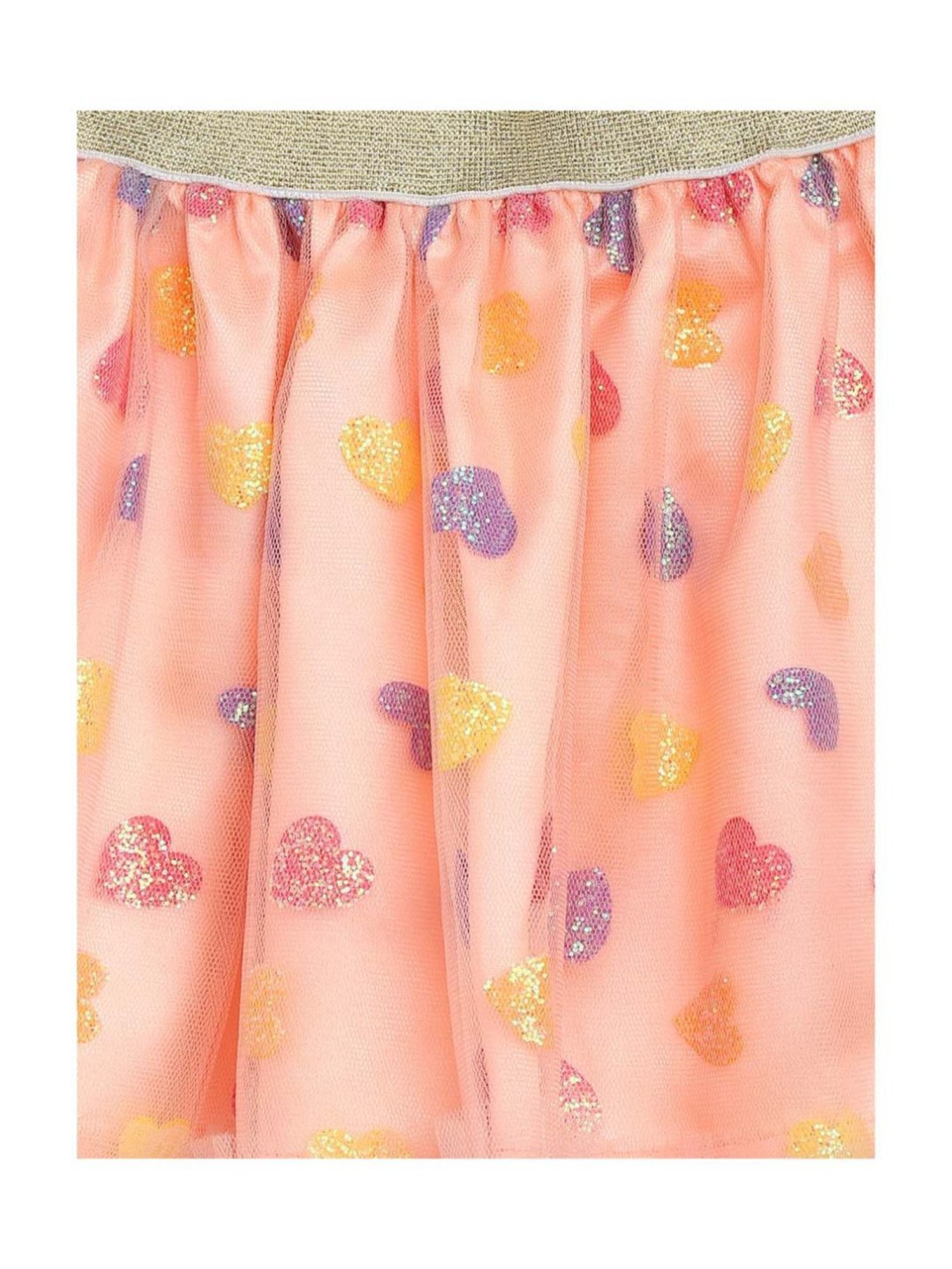 Nauti Nati Kids Peach Embellished Top with Skirt