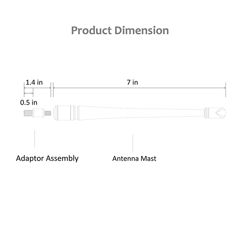 Antenna Compatible with 20072021 Jeep Wrangler JK JKU JL JLU Rubicon Sahara Gladiator 7 inches Flexible Rubber Antenna Designed for Optimized FMAM Reception