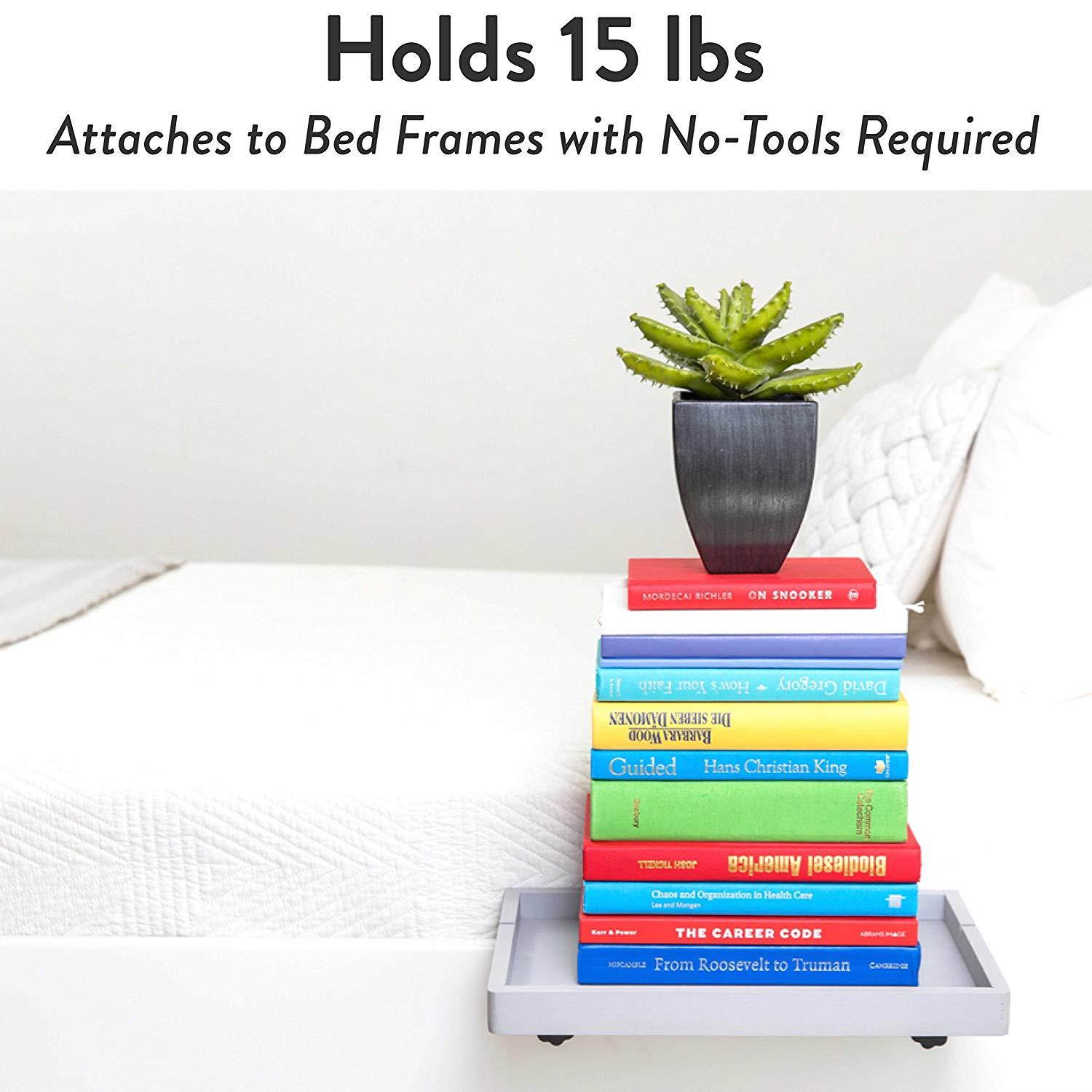 BedShelfie The Original Bedside Shelf - 9 Colors / 2 Sizes - AS SEEN ON Business Insider (Regular Size, Light Grey in Bamboo)