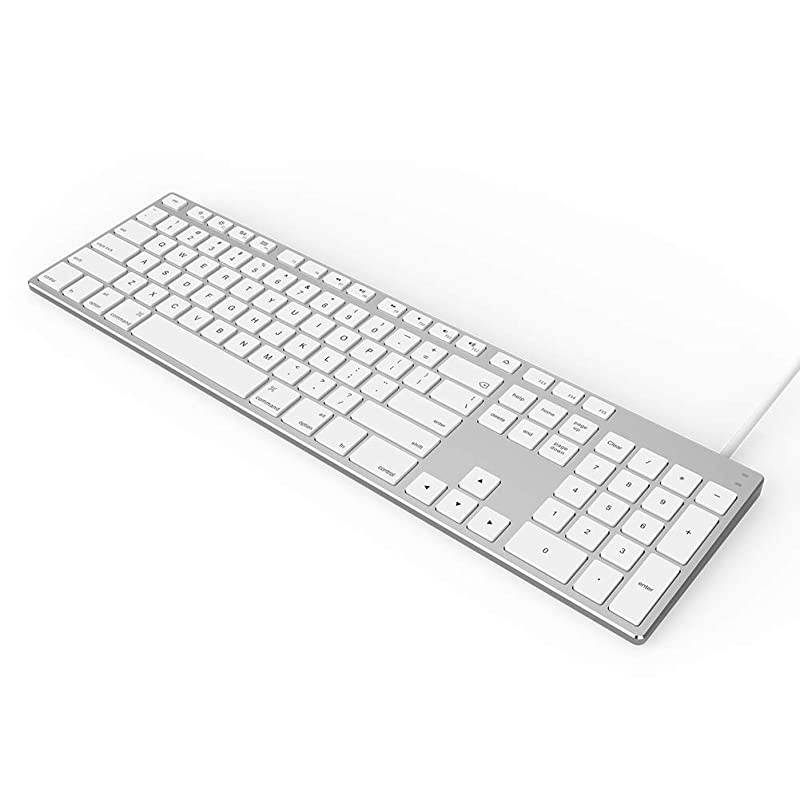 Wired Keyboard for Apple Mac Aluminum Full Size Computer Keyboard with Numeric Keypad Compatible with Magic iMac MacBook ProAir Laptop and PCWhite