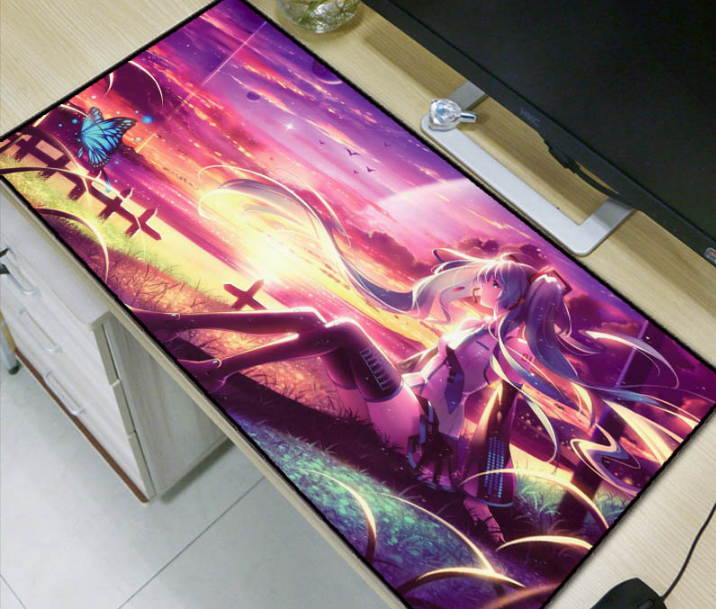 Hatsune miku butterflies Large Gaming Mouse Pad Lockedge Mouse Mat Keyboard Mat Table Mat Desk Mat For Notebook Gamer