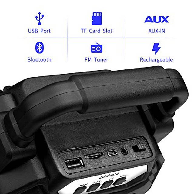 Shinco Portable Bluetooth Speaker with Colorful LED Light, Rich Bass, MP3 Player, TF Card, USB Input, AUX Line-in, 66 ft Wireless Range, Perfect for Home Audio Entertainment and Outdoor