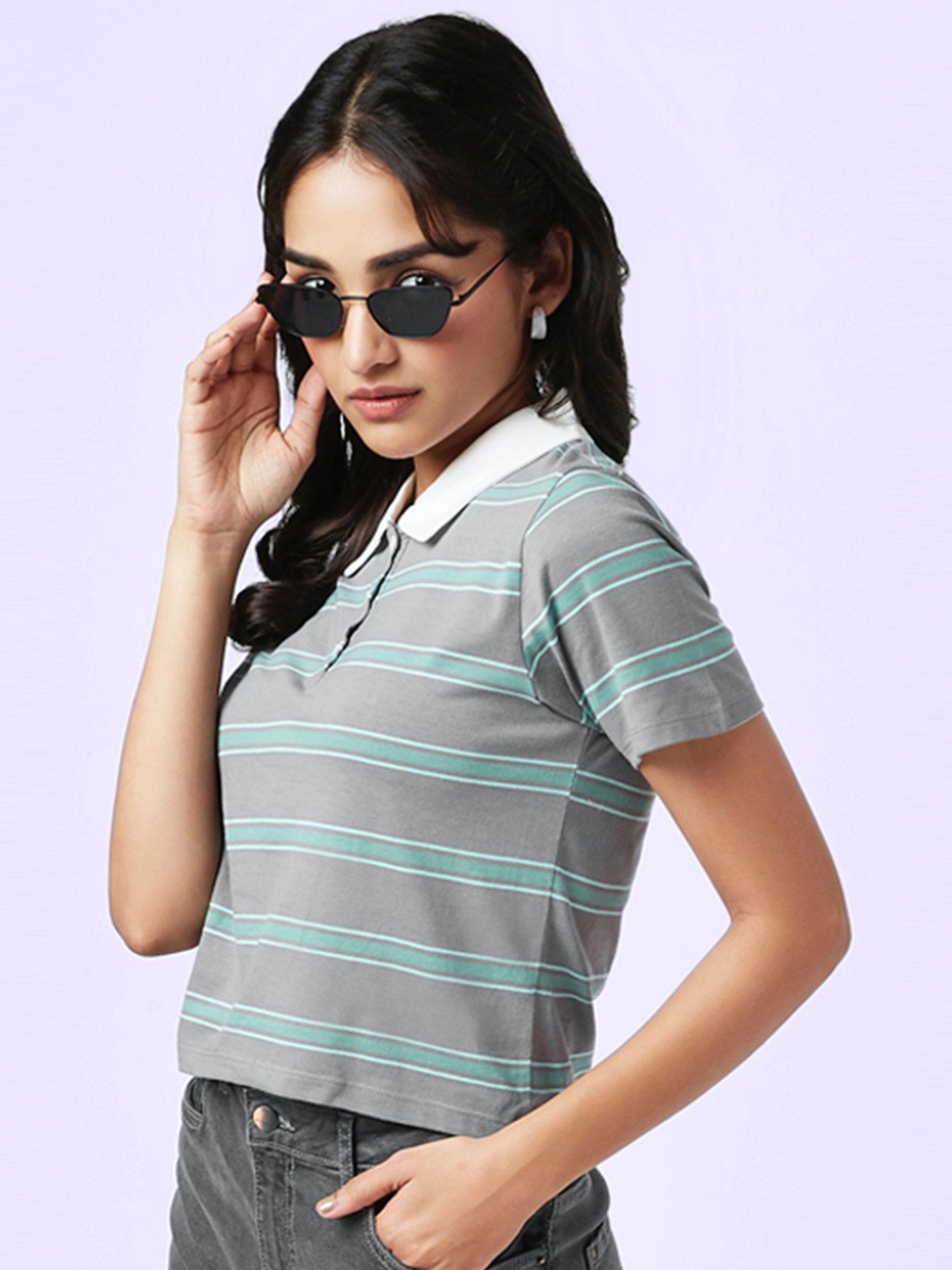 YU by Pantaloons Grey Cotton Printed T-Shirt