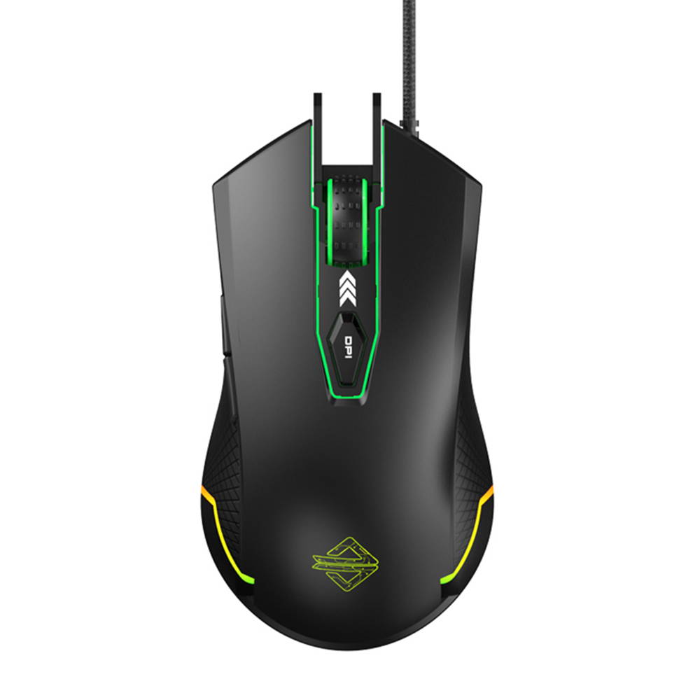 RGB Gaming Mouse, 3000 DPI 6 Programmable Buttons,  7 Keys Ergonomic RGB Backlight, Ergonomic Computer Mouse for Office Games and Daily Use, Black