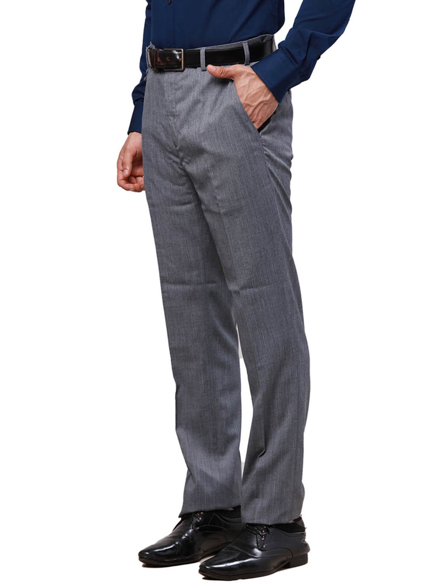Raymond Grey Contemporary Fit Self Pattern Trousers
