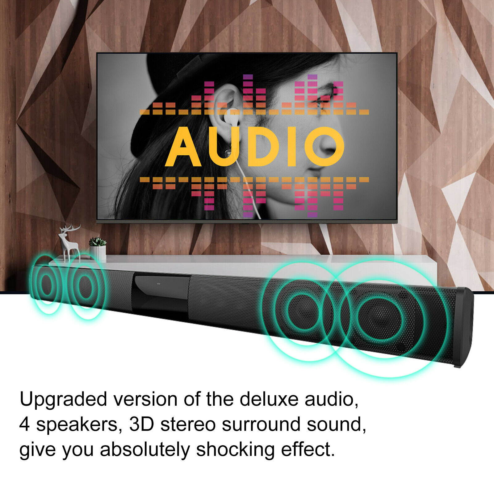 Bluetooth Sound Bar Speaker 3D Mic Stereo System TV Home Theater LG Samsung Sony