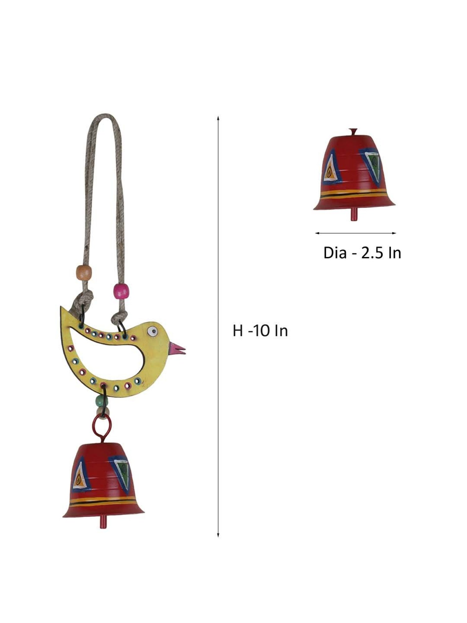 VarEesha Multicolor Wood Sparrow Tinkle Bells Windchime - Set of 2