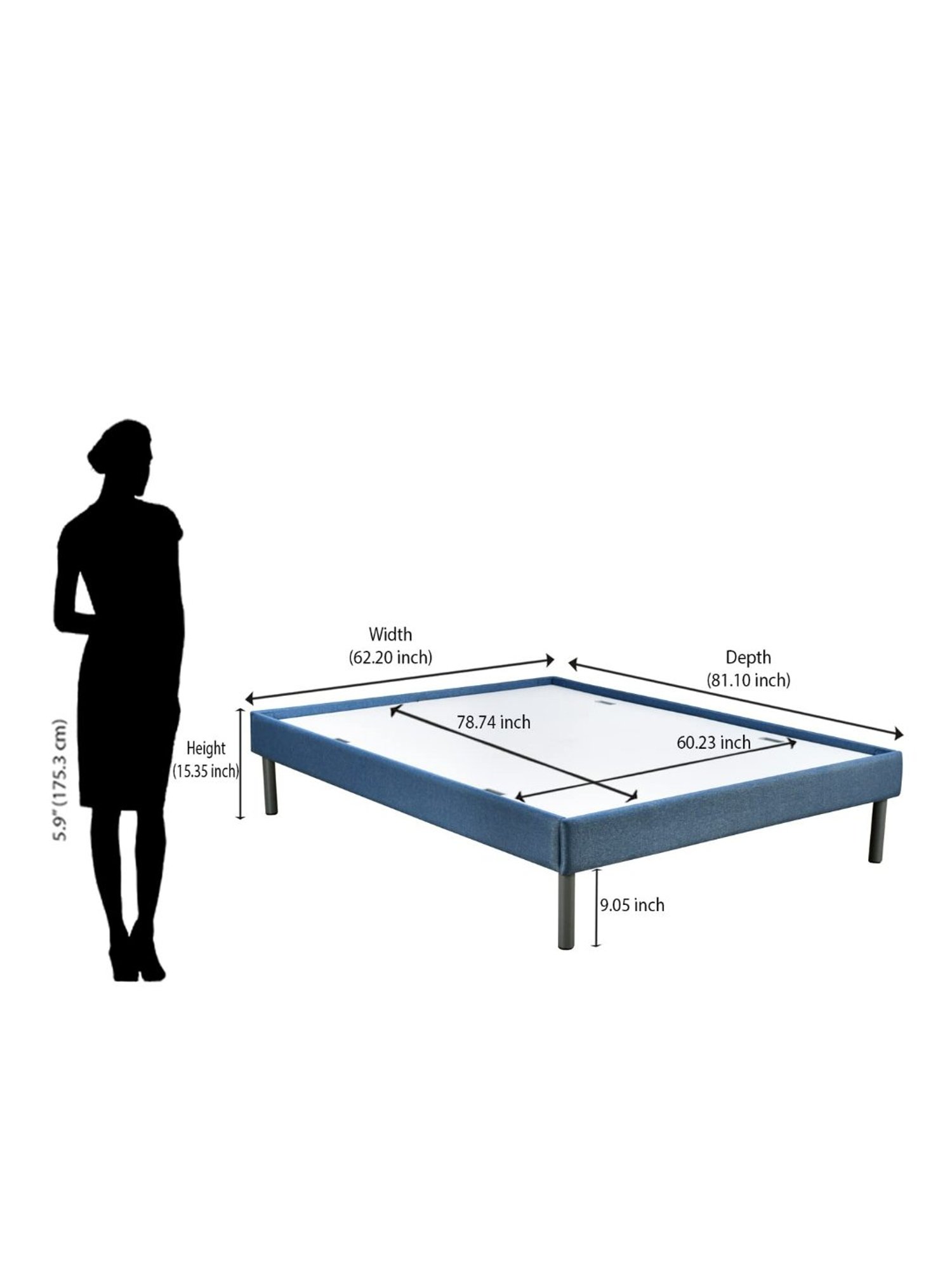 Doctor Dreams by Nilkamal Blue Wood Queen Velvette Bed