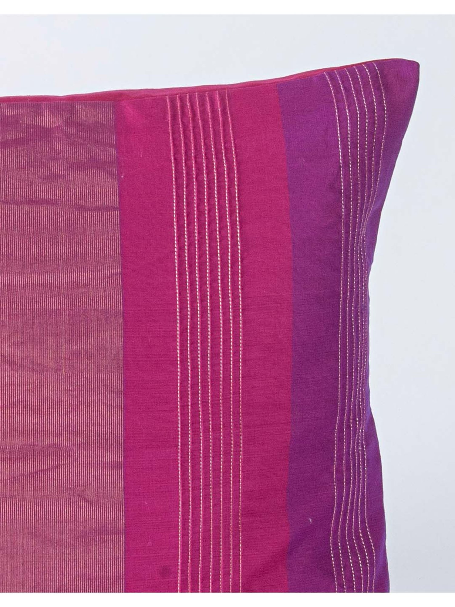 Fabindia Sagira Pink & Purple Cotton Silk Cushion Cover - Set of 1