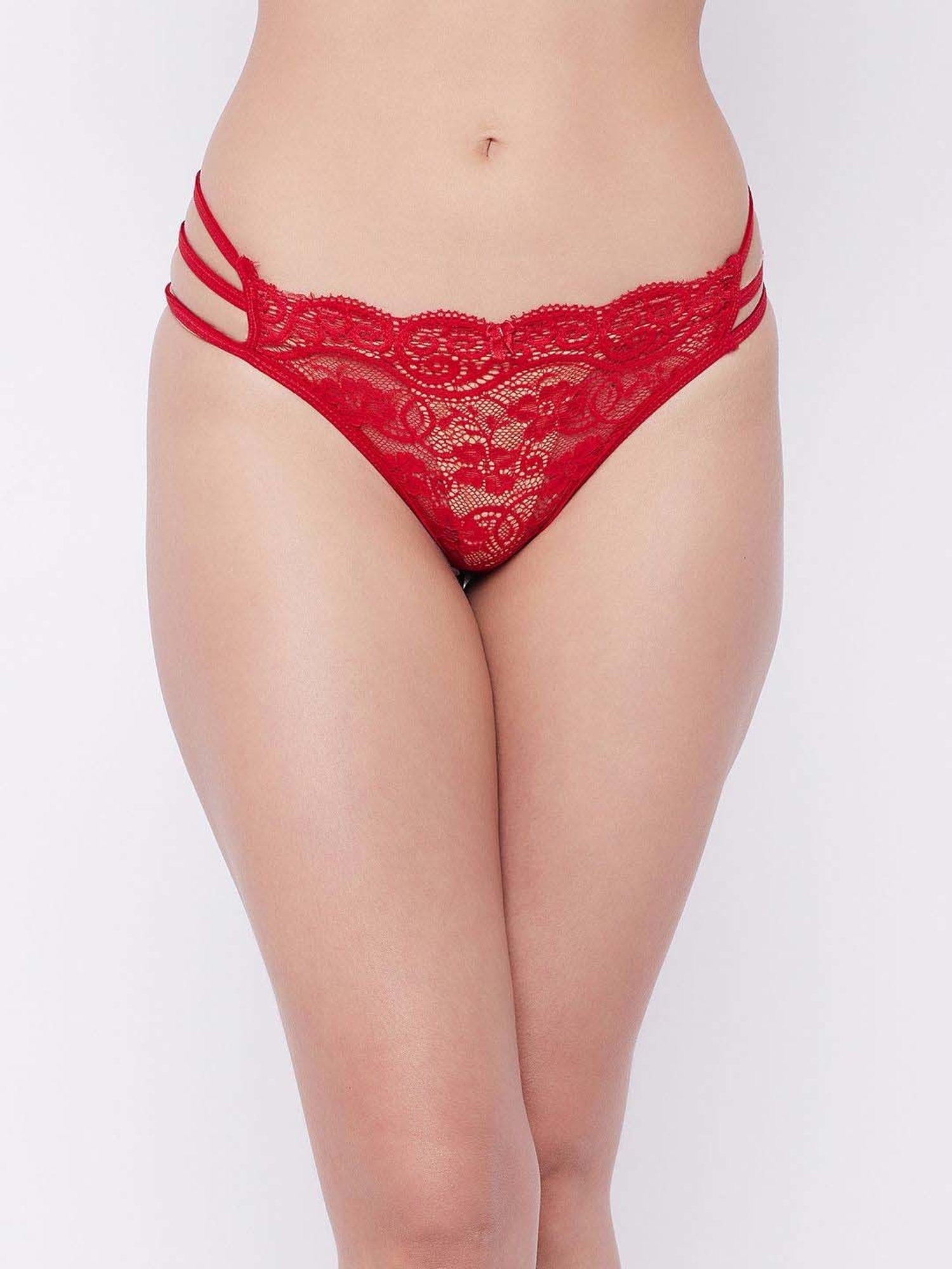 Secrets By ZeroKaata Red & Purple Lace Work Bikini Panty - Pack Of 3