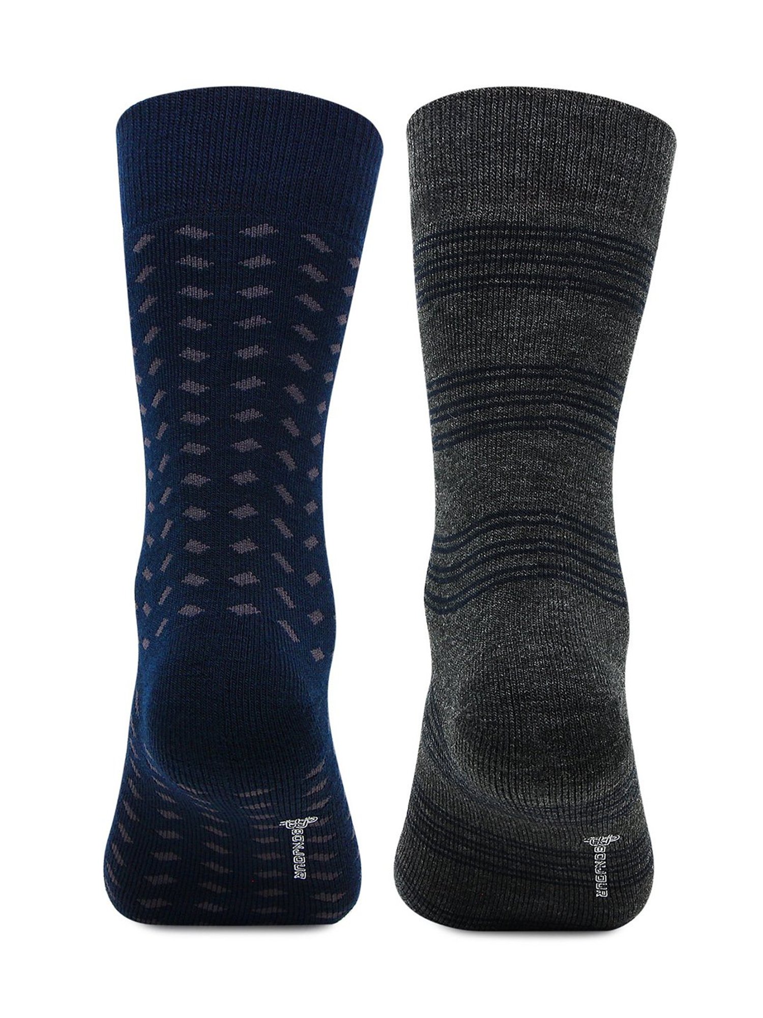 Bonjour Navy and Dark Grey Socks (Pack Of 2)
