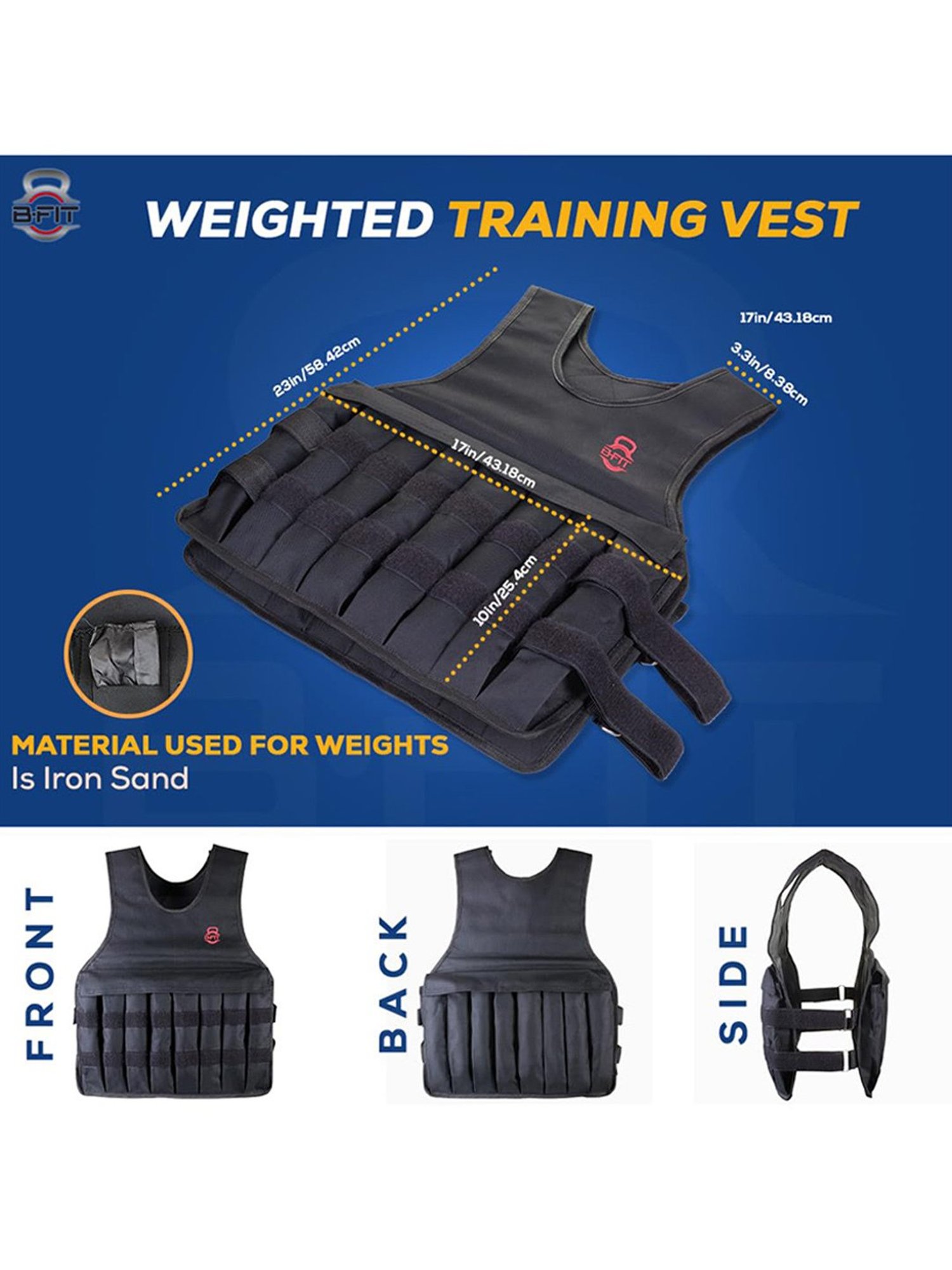 B Fit 10 Kg Weighted Vest Jacket (Black)