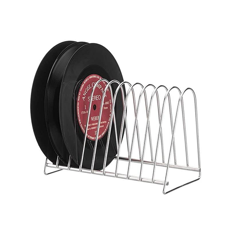 Vinyl Record Stand Storage Holder for 12" LP 7" EP Vinyl Records Drying Table Record Stand Stainless for 10 pcs Records