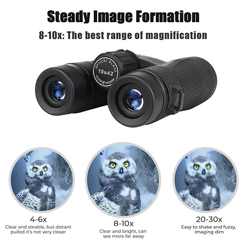 10x42 Binoculars for Bird Watching Antifog Waterproof Binoculars for Adults Bak4 Roof Prism Quick Focus HD Binoculars for Sporting Event Sightseeing with Strip