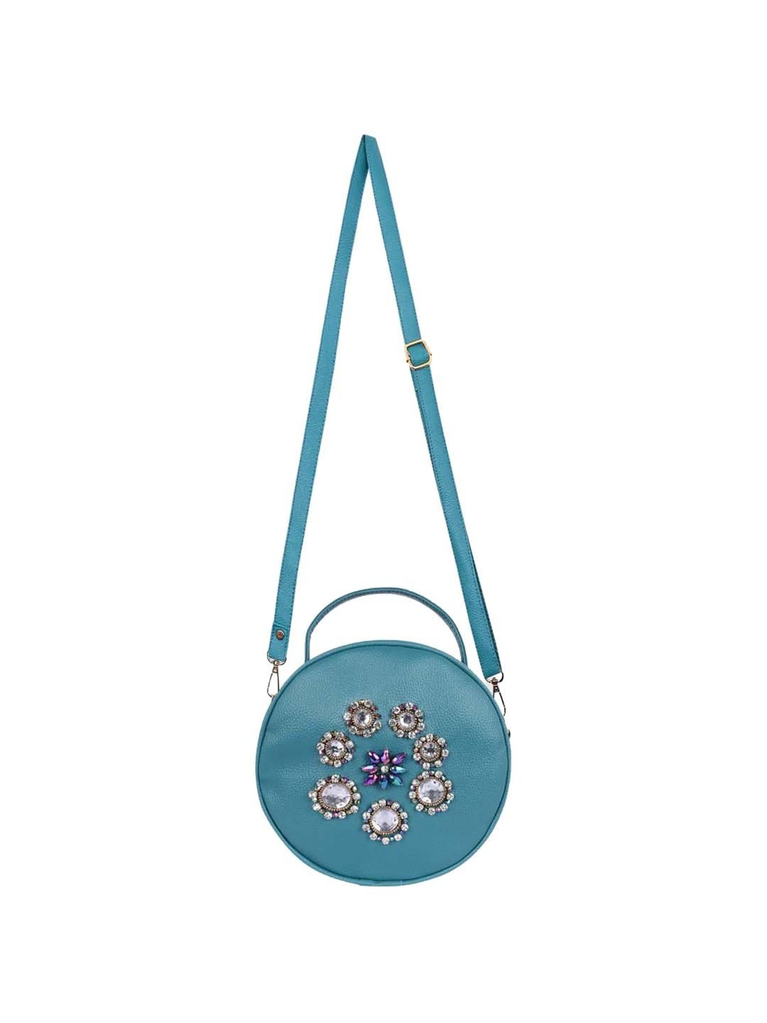 Bagsy Malone Blue Embellished Medium Sling Handbag