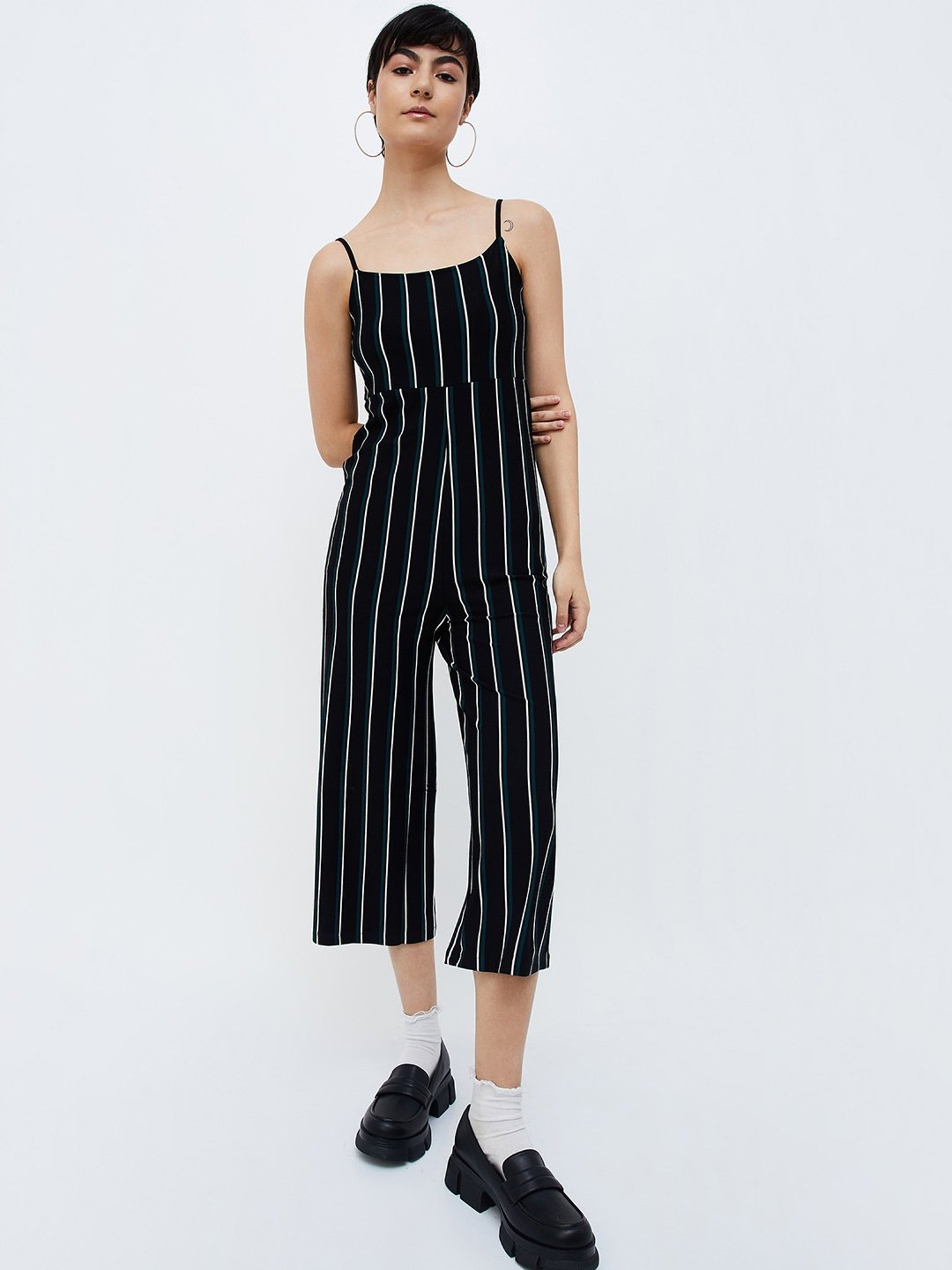 Ginger by Lifestyle Black Striped Jumpsuit