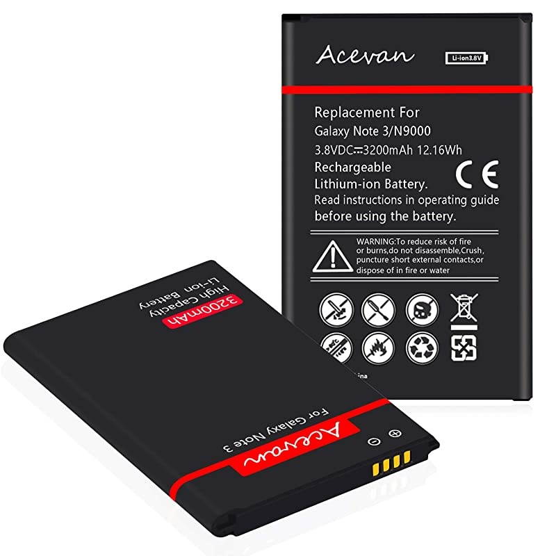 Note 3 Battery  3200mAh Liion Battery Replacement for Samsung Galaxy Note 3 N900 Verizon N900V Sprint N900P TMobile N900T ATT N900A N9005 LTE Galaxy Note 3 Batteries 3 Year Warranty