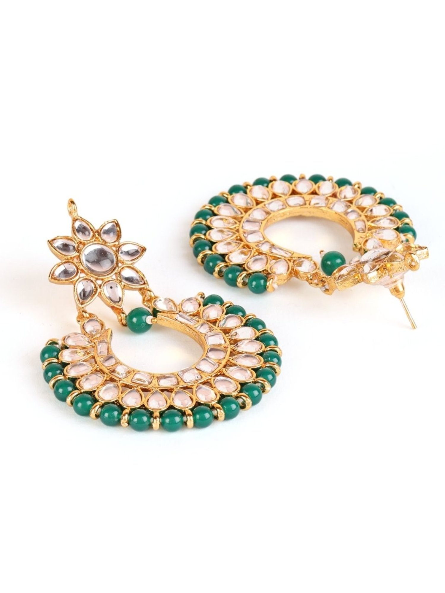 Aatmana Gold-Plated Green & White Kundan-Studded Choker Necklace Set for Women