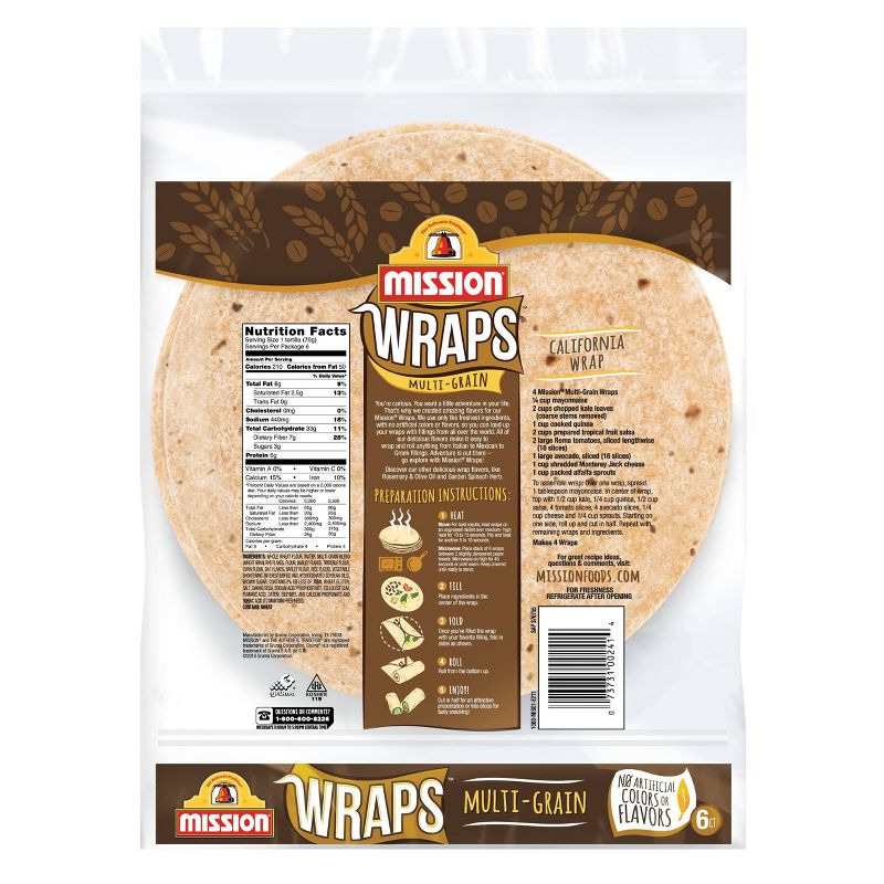 Mission Multigrain Flour Wraps - 15oz/6ct