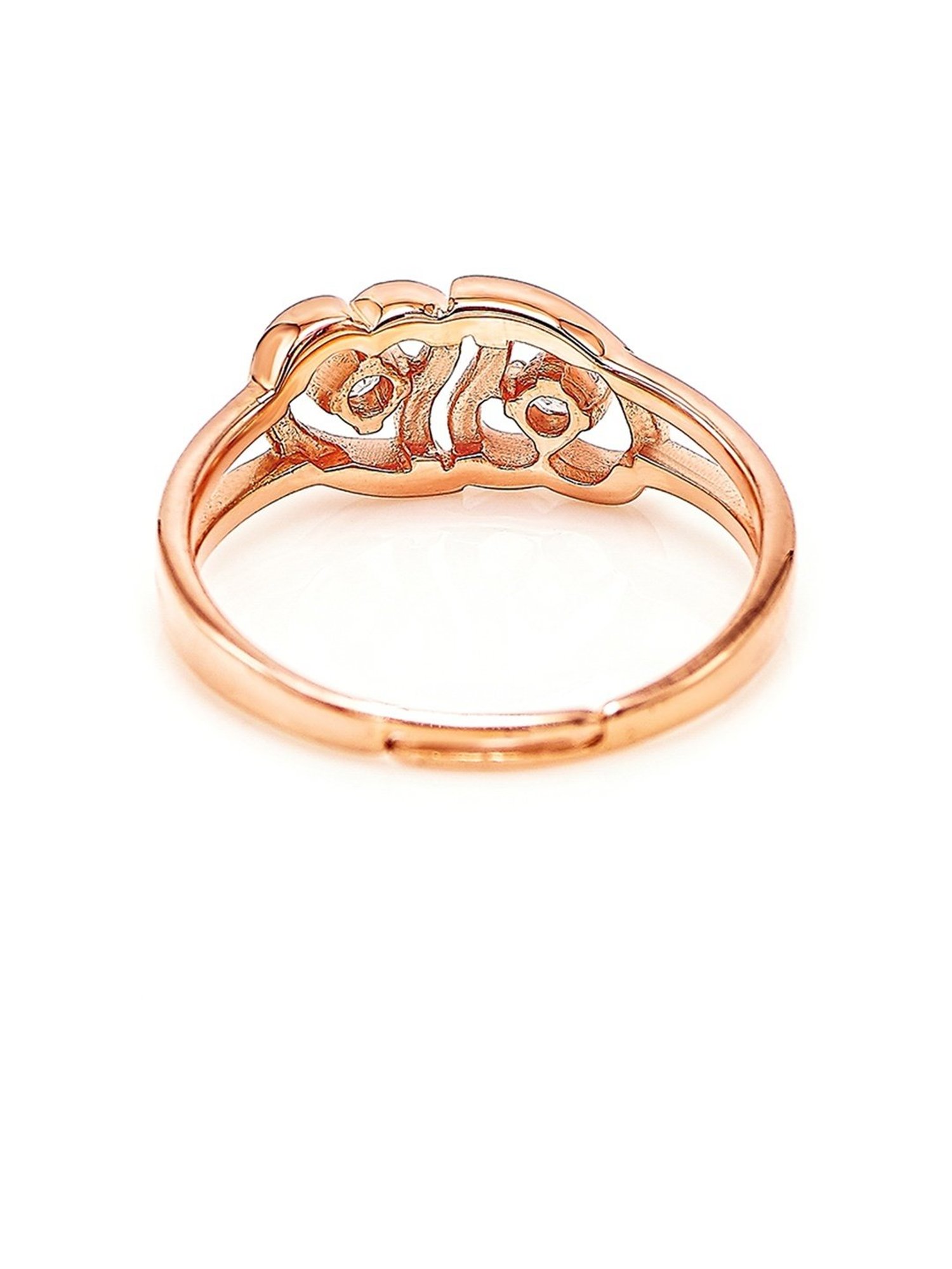 Silberry 92.5 Sterling Silver Rose Gold Soulmate Adjustable Ring