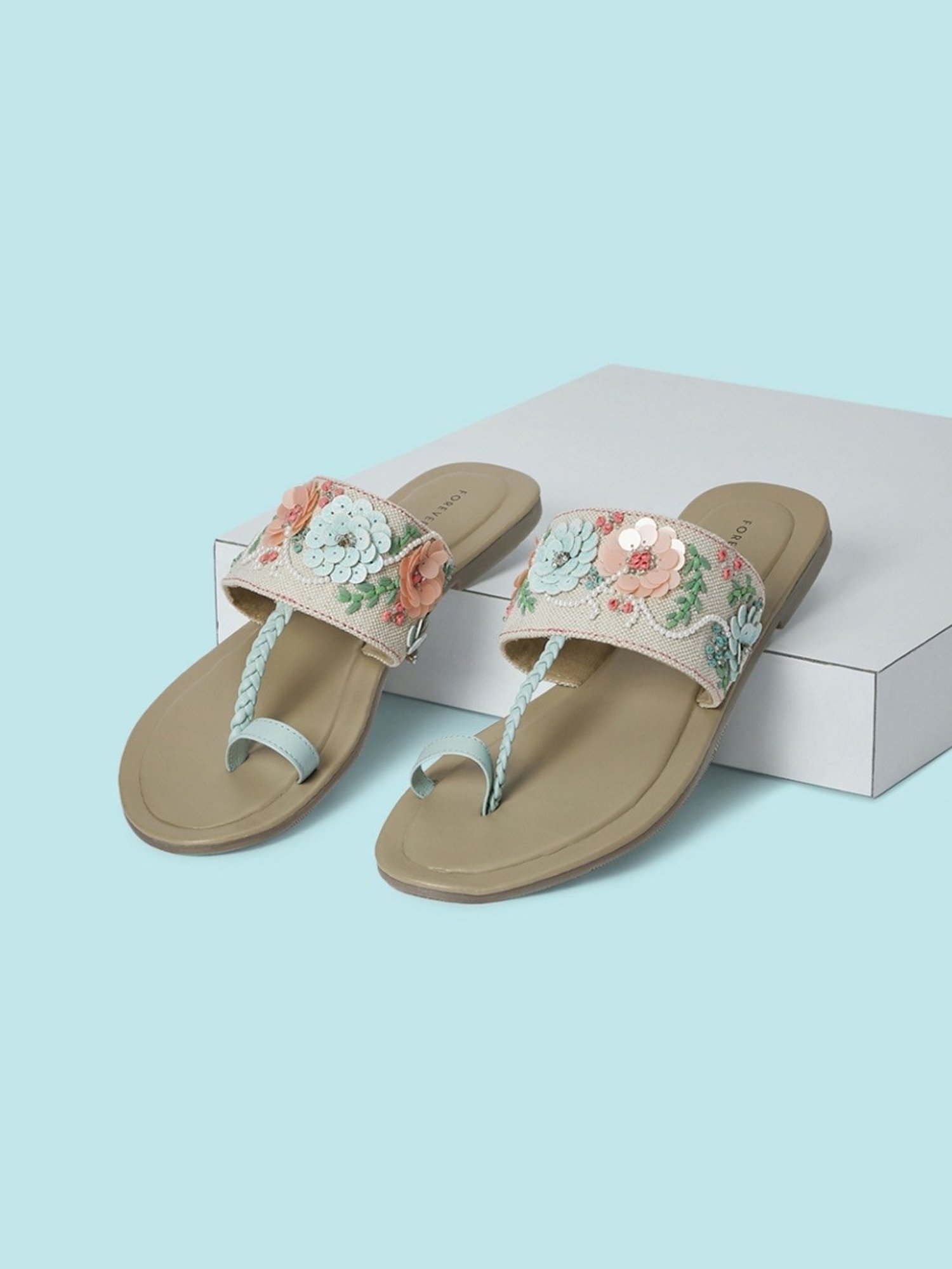 Forever Glam by Pantaloons Women's Sky Blue Toe Ring Sandals