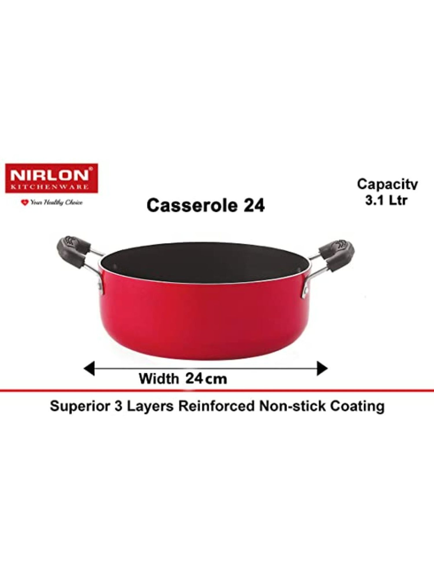 Nirlon Red Aluminium Non-Stick Cookware Combo Set of 3