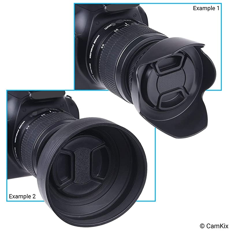 Set of 2 Camera Lens Hoods Rubber Collapsible + Tulip Flower Sun ShadeShield Reduces Lens Flare and Glare Blocks Excess Sunlight for Enhanced Photography and Video