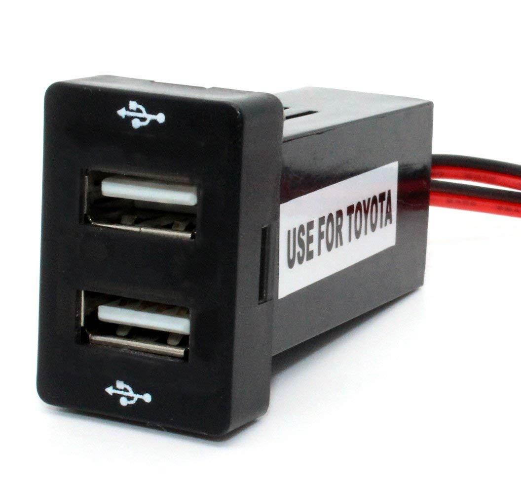 Cllena TOYOTA Car 12V 24V To 5V 3.1A Dual USB Ports Dashboard Mount Charger Blue Light (2.1/1.2A-2)