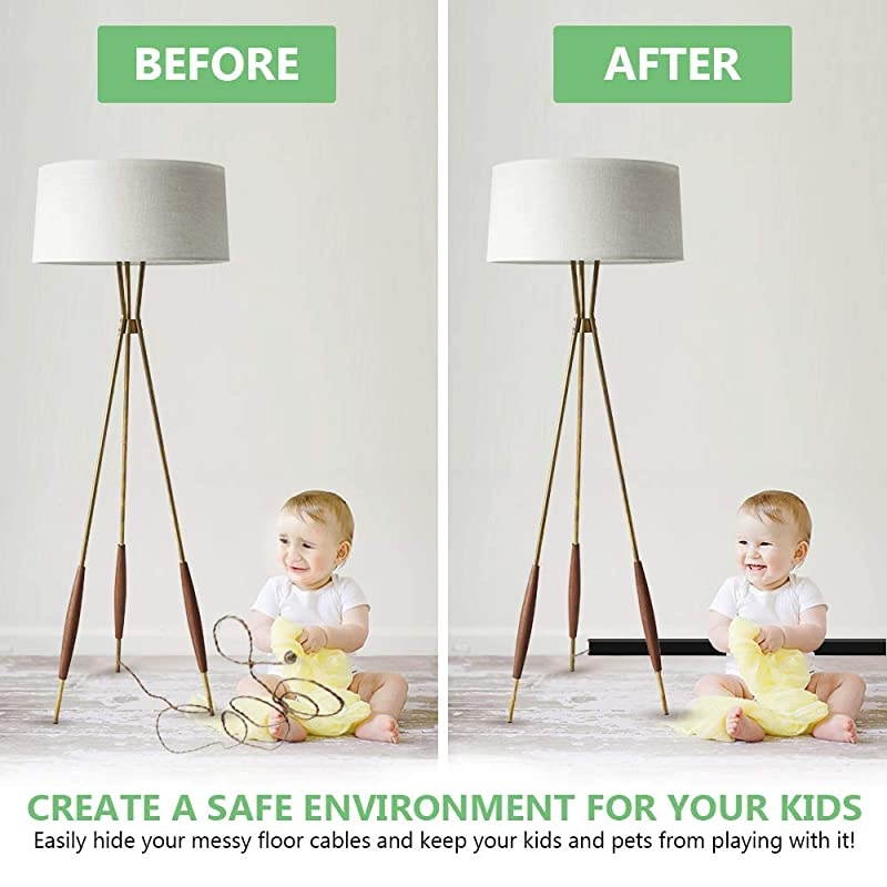 Concealer PVC Cord Cover 945in Paintable Cord Hider to Hide Wires for TV and Computers in Home Office 6X L1575in W118in H067in CC02 Black