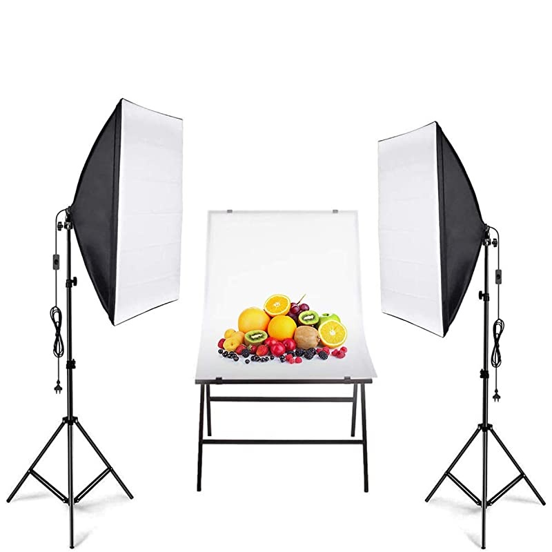 Lighting Kit, 135W 5500K LED Bulb 50x70cm with Socket Continuous Photography Lighting Kit for YouTube Video, Portrait for Studio Lighting