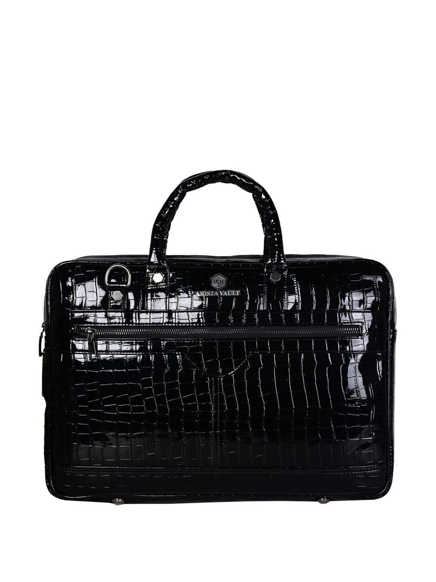 Arista Vault Black PU Medium Laptop Messenger Bag