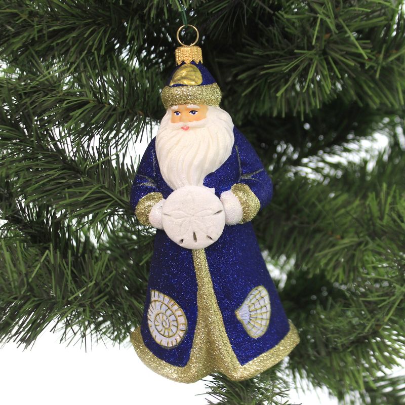 Joy To The World 6.5" Beachy Santa Ornament Glitterazzi Shell  -  Tree Ornaments
