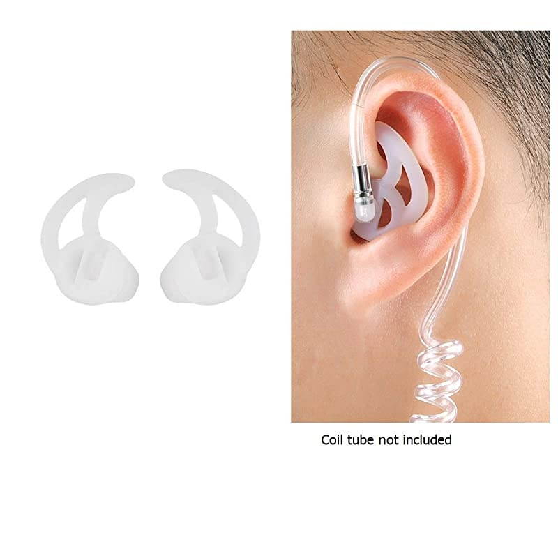 Fin Shape Silicone Replacement Ear Mold for Two Way Radio Acoustic Tube Earpiece (Transparent, 1 Pair Large 30mm)