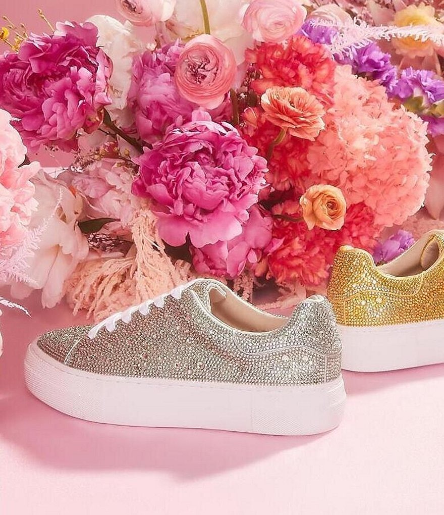 Blue by Betsey Johnson Sidny Rhinestone Embellished Platform Lace-Up Sneakers