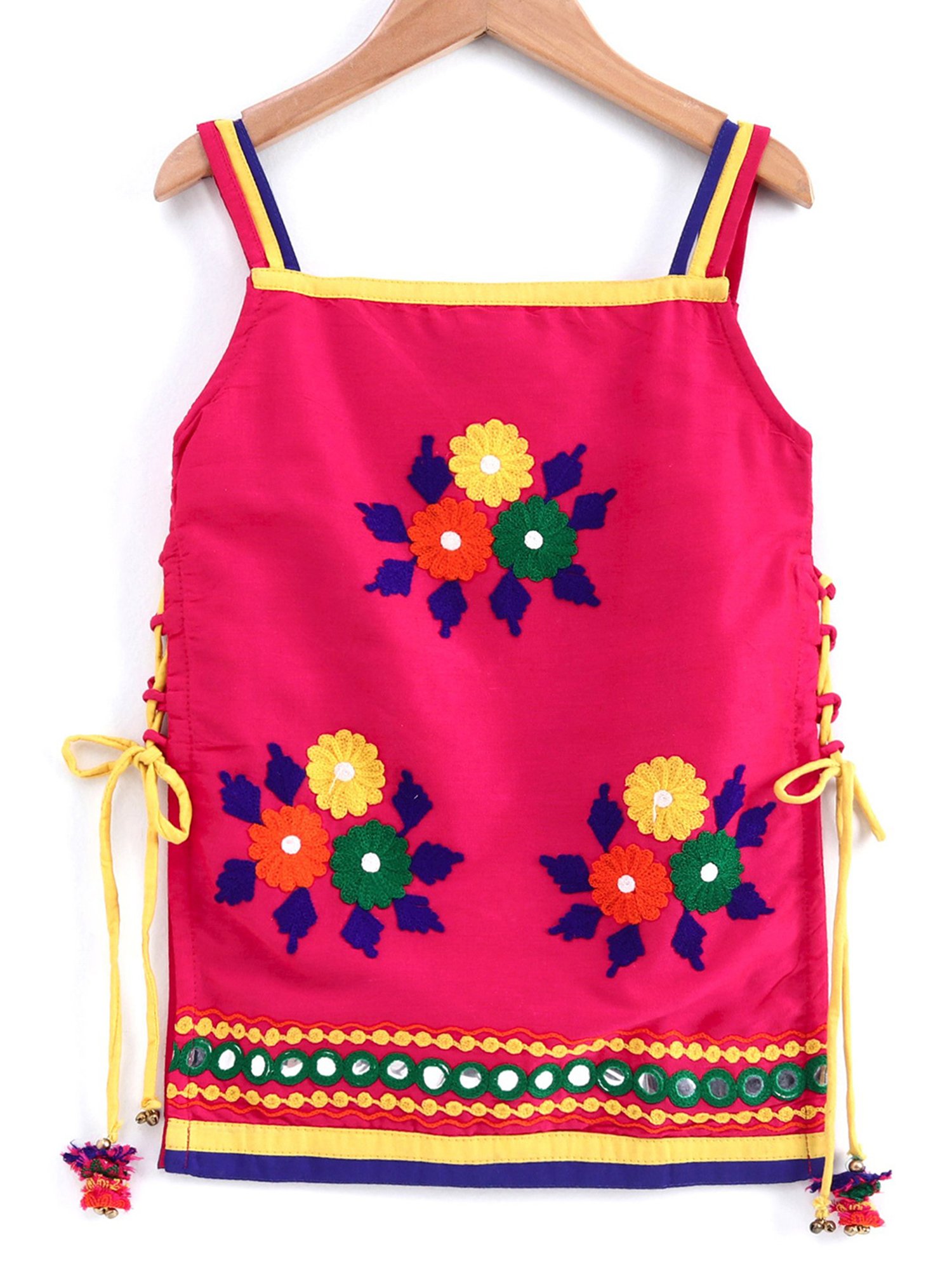 TWISHA Kids Pink & Blue Embroidered Kurta with Dhoti