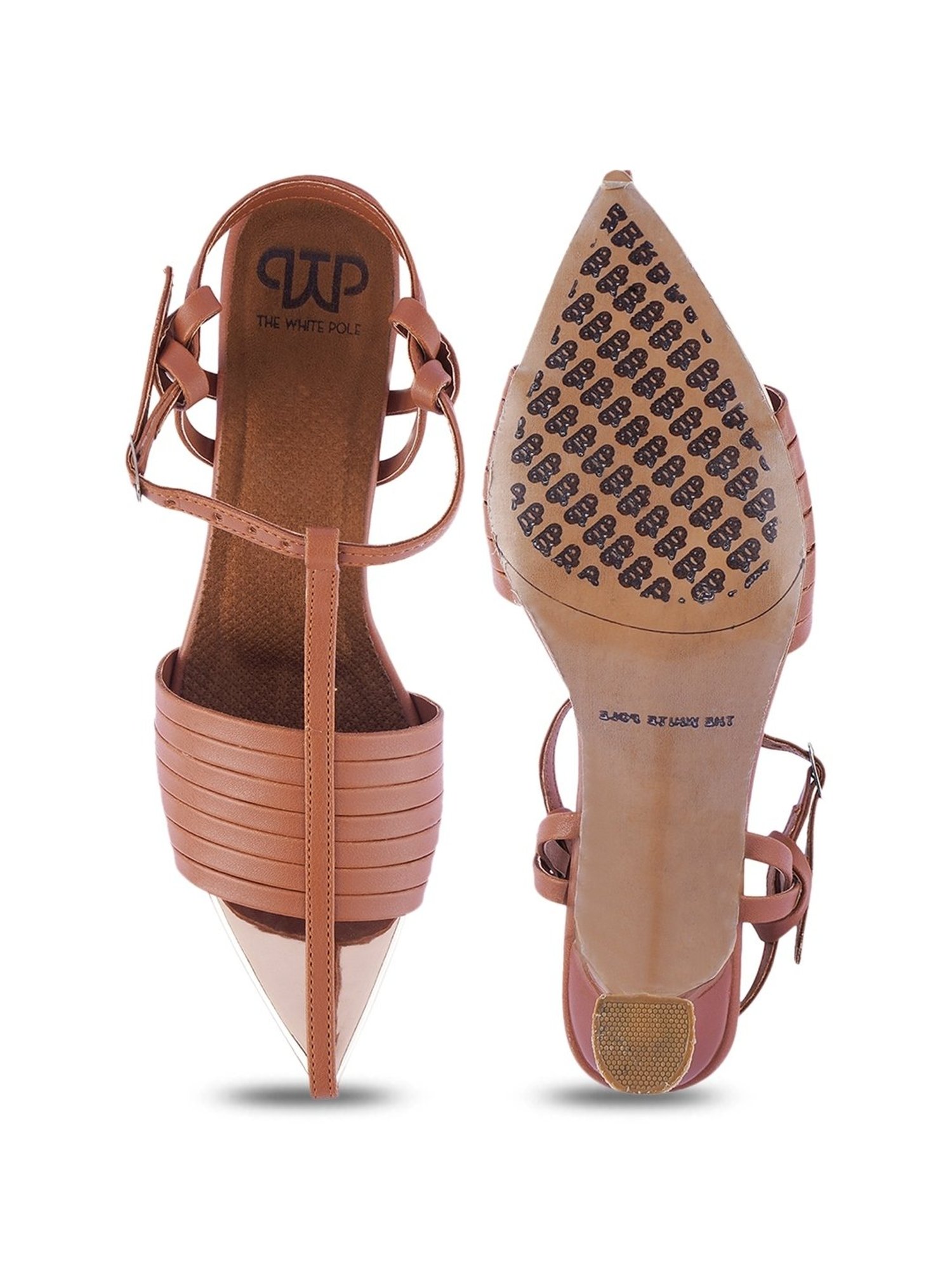 The White Pole Women's Brown Ankle Strap Stilettos