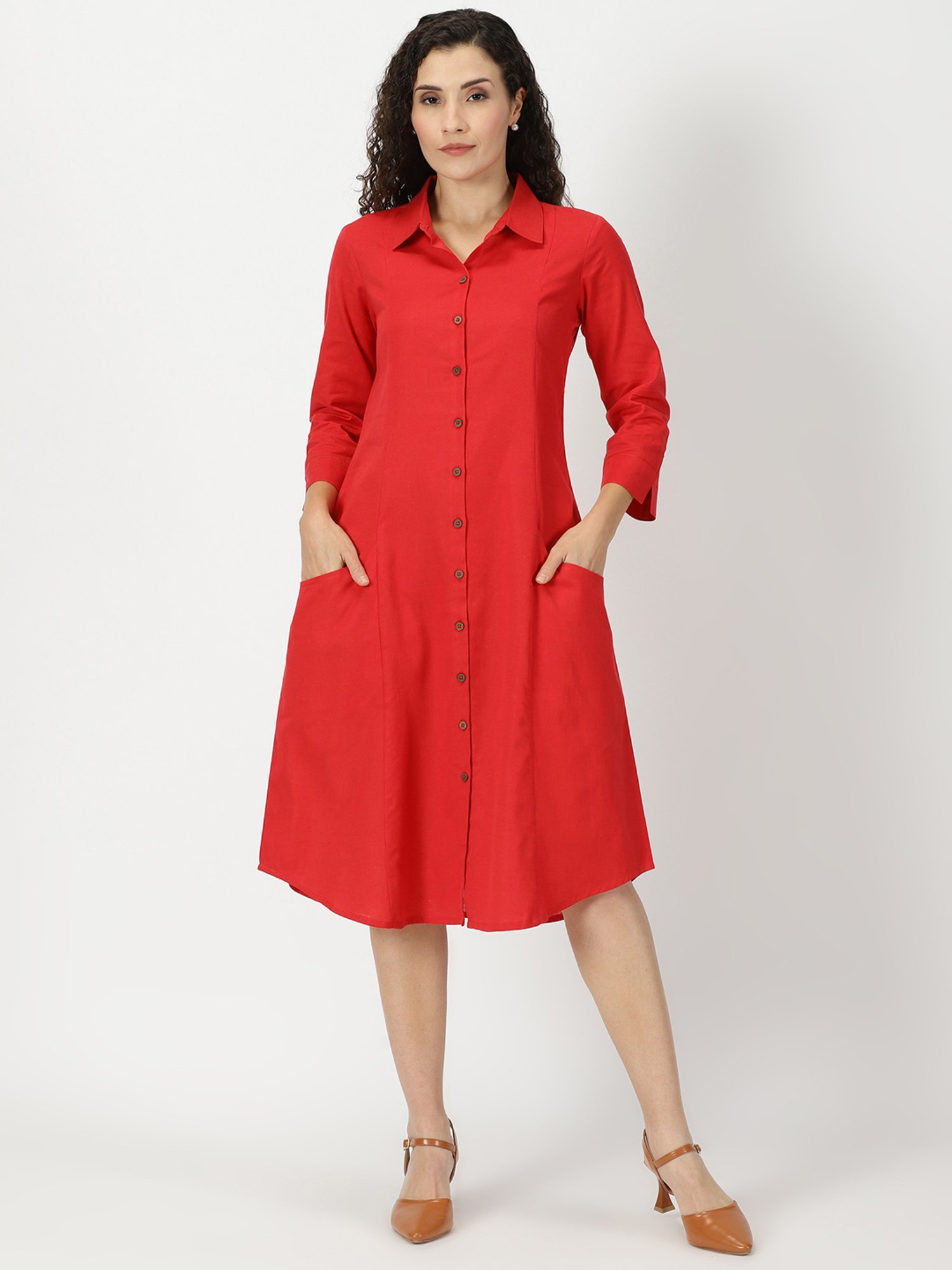 Saffron Threads Red Ethnic Dresses