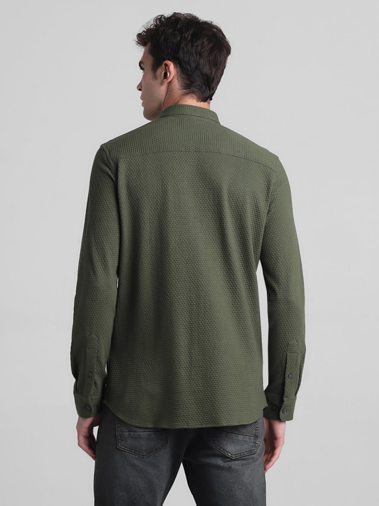 Jack & Jones Green Slim Fit Textured Shirt