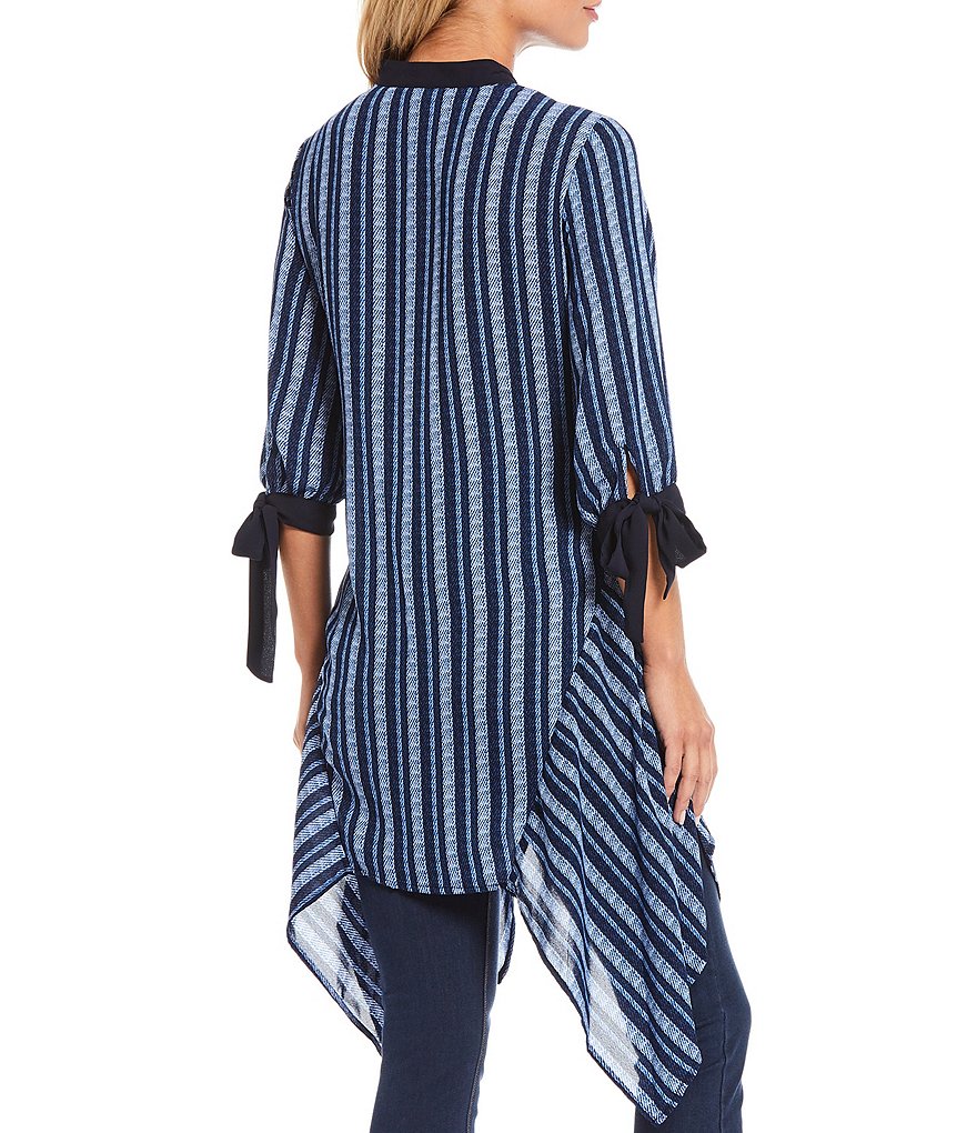 Eva Varro Animal Print Knit Jersey 3/4 Slit Sleeve Tunic