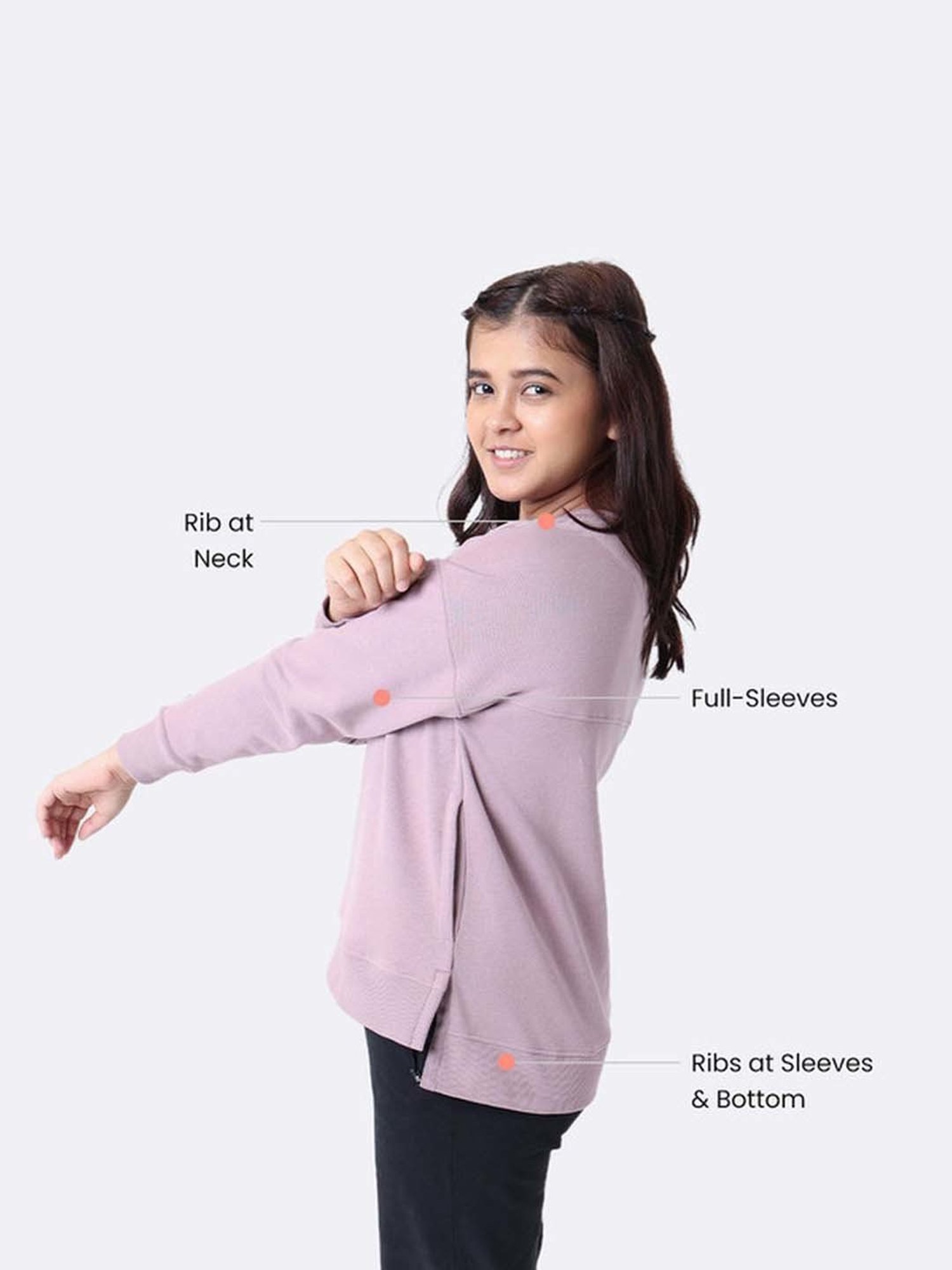 BlissClub Lilac Relaxed Fit Sports Sweatshirt